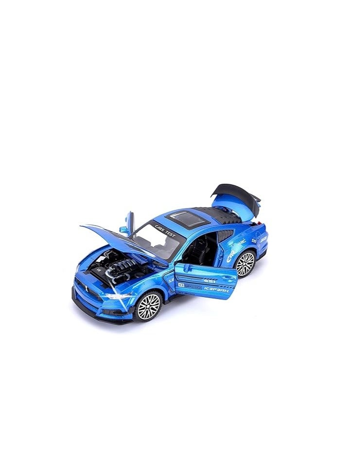 YALLABUYIT GT-500 Mustang Diecast Alloy Model 1:32 Toy Car with Sound & Light Pull Back Vehicle Toy Four Open Door Phantom Car for Kids Adults - (BLUE)