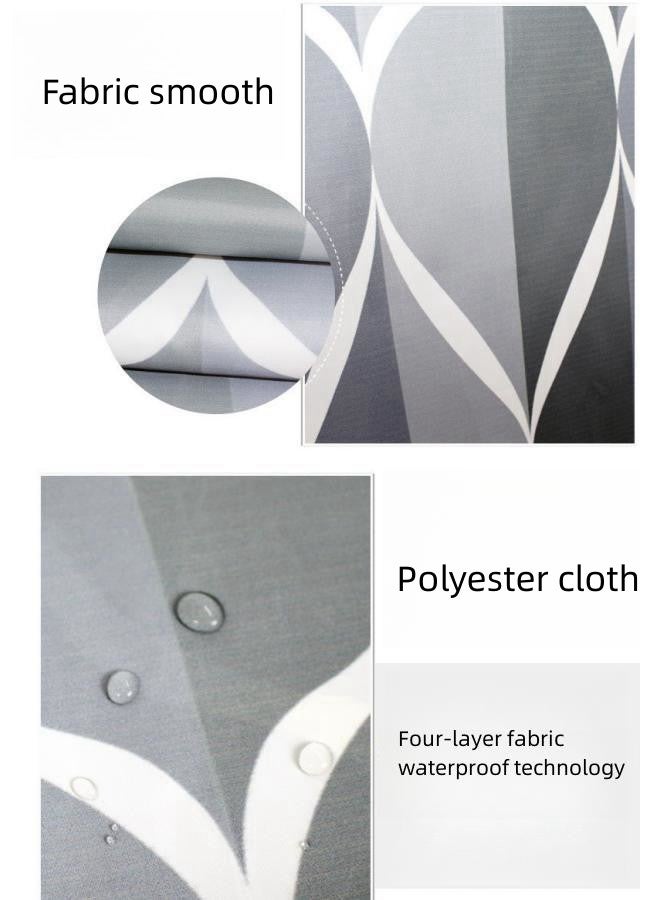 Thickened polyester fabric shower curtain with hook, 180x200 cm Bathroom Accessories Artistic Home Decor Fabric (Grey)