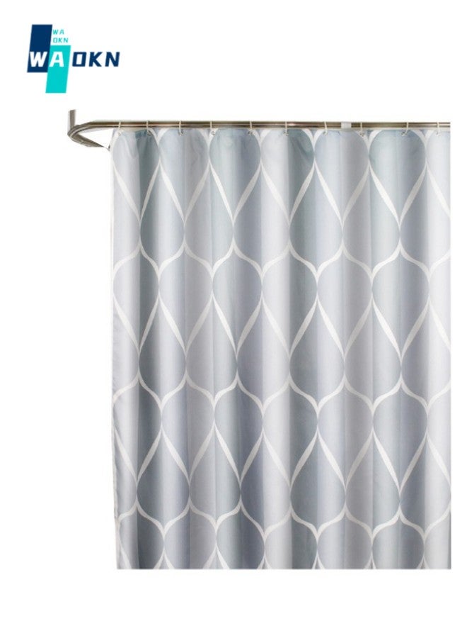 Thickened polyester fabric shower curtain with hook, 180x200 cm Bathroom Accessories Artistic Home Decor Fabric (Grey)
