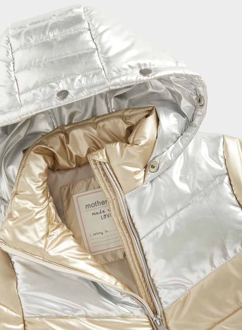 Metallic Quilted Puffer Coat