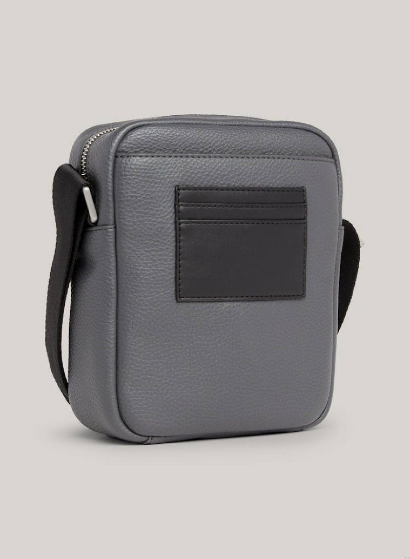 Men's Colour-Blocked Small Reporter/ Messenger Bag -  Pebble grain finish, Grey