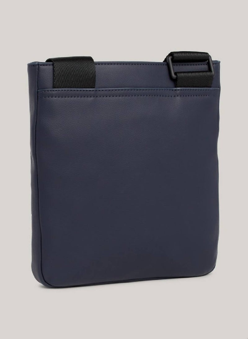 Men's Essential Signature Small Crossover Bag -  Flat pebble grain finish, Blue