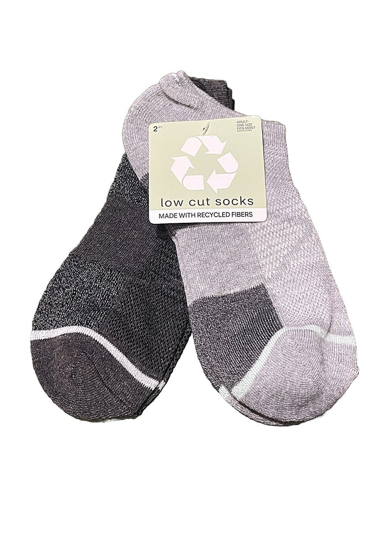 Unisex Low Cut Socks White Gray Black Made With Recycled Fibers One Size 6 Pairs