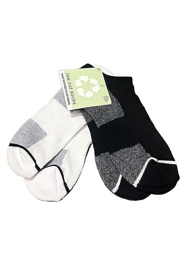 Unisex Low Cut Socks White Gray Black Made With Recycled Fibers One Size 6 Pairs