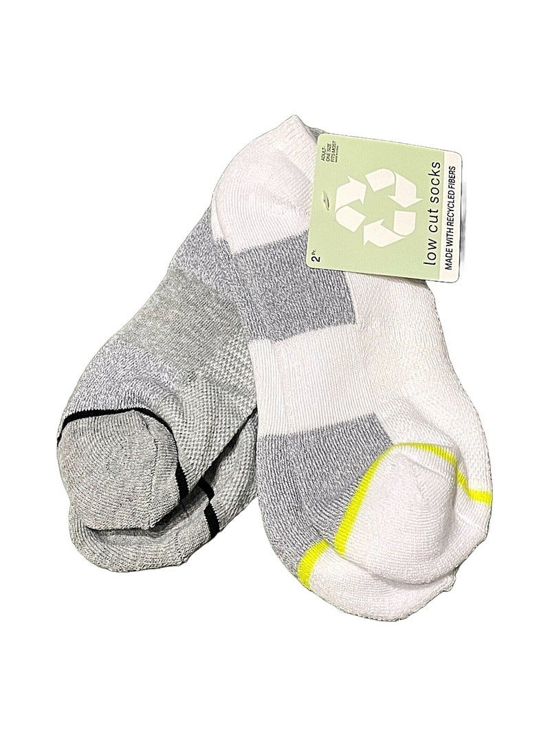 Unisex Low Cut Socks White Gray Black Made With Recycled Fibers One Size 6 Pairs