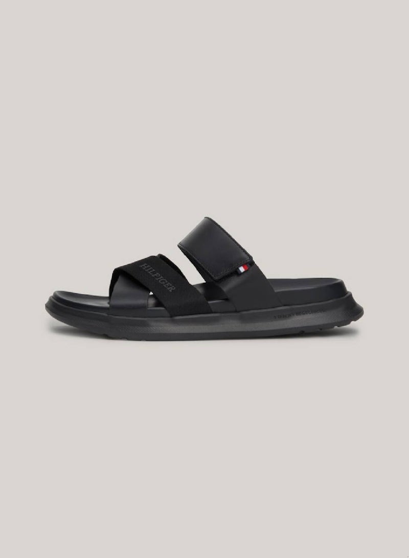 Men's Density Hilfiger Leather Sandals/ Flip-Flops - Leather, Black