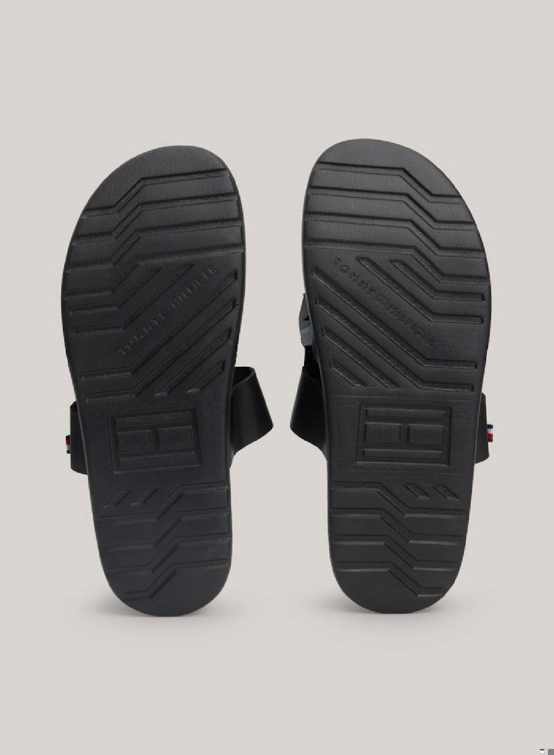 Men's Density Hilfiger Leather Sandals/ Flip-Flops - Leather, Black