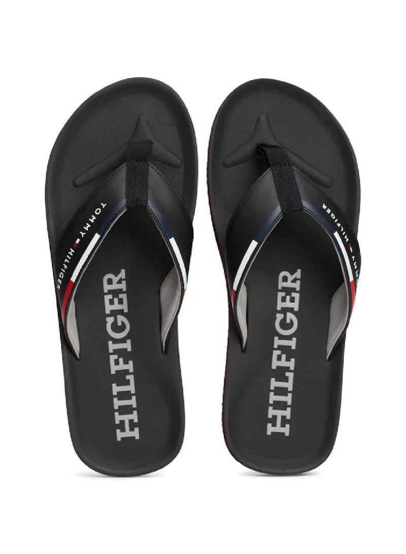 Men's Comfort Hilfiger Beach Flip Flops - Polyester, Black