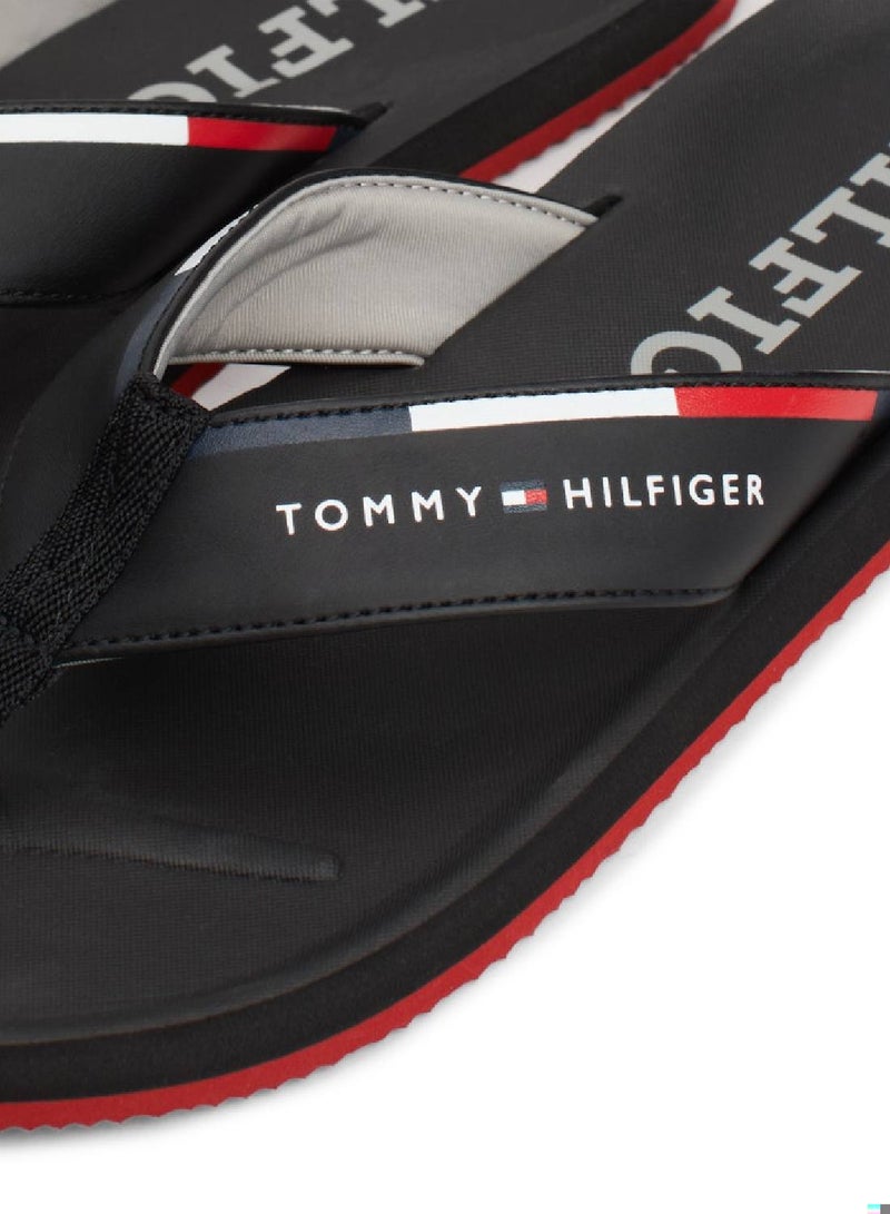 Men's Comfort Hilfiger Beach Flip Flops - Polyester, Black