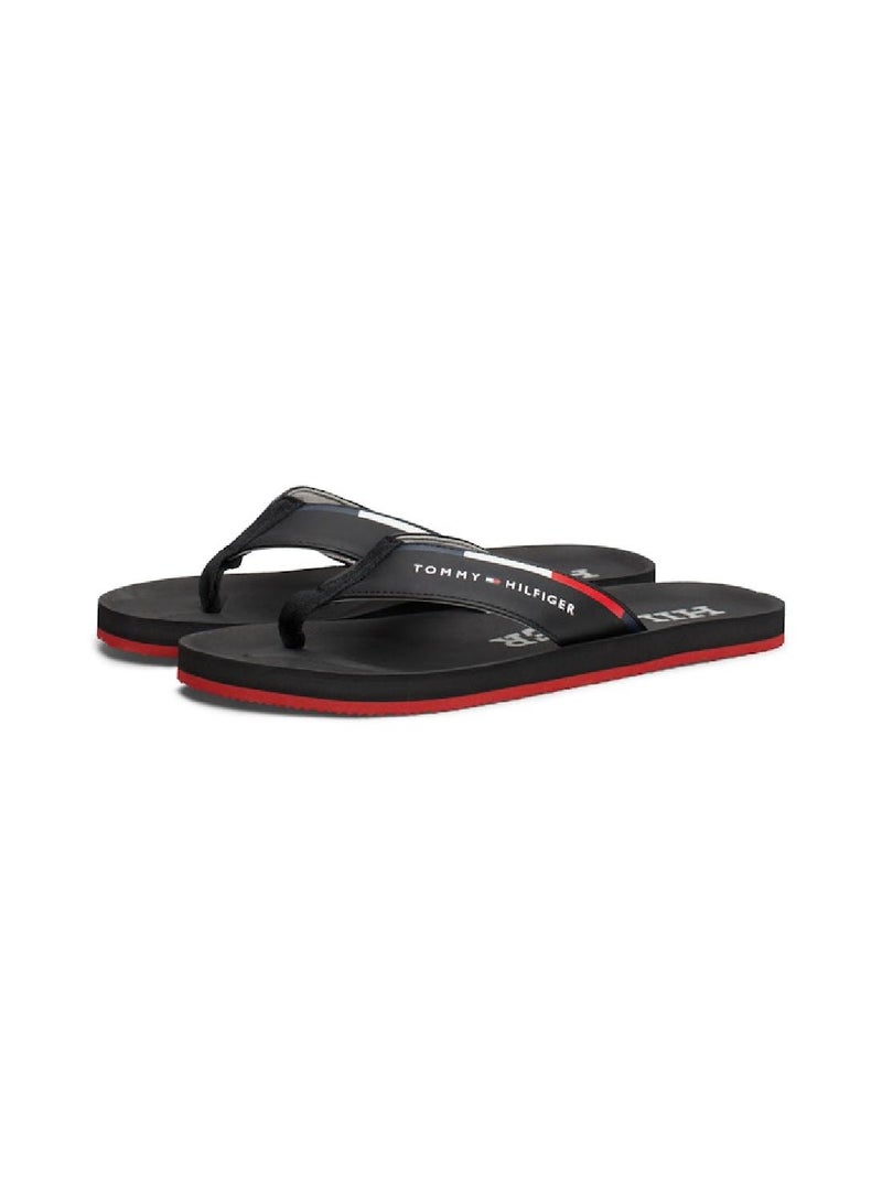 Men's Comfort Hilfiger Beach Flip Flops - Polyester, Black