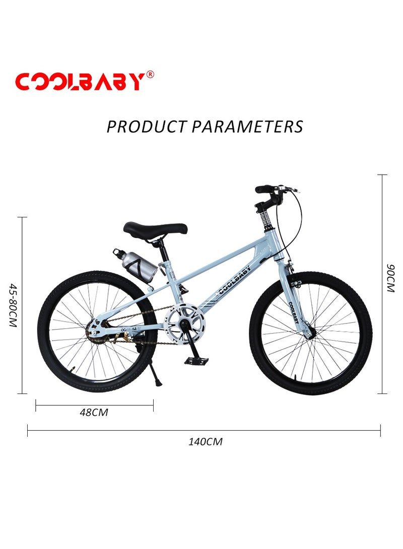 COOLBABY High carbon steel frame adjustable height double brake mountain bike for teenagers.Blue