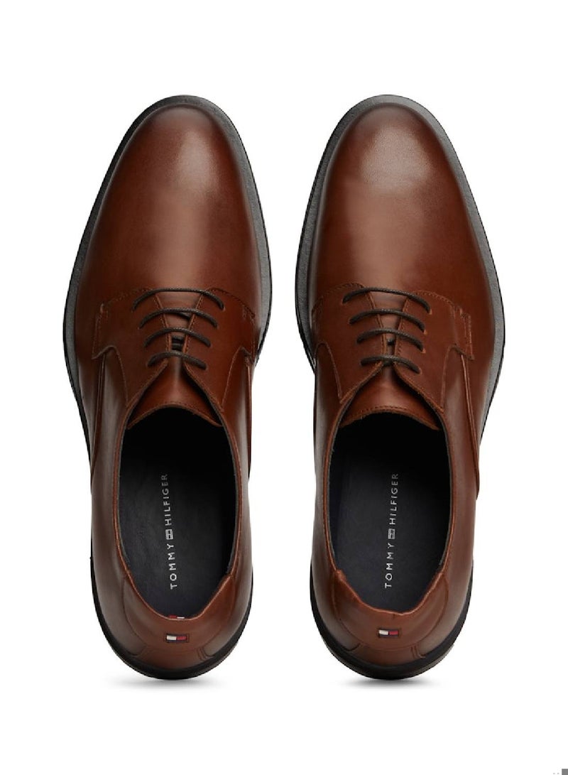 Men's Leather Derby Dress Shoes -  Leather upper, Brown