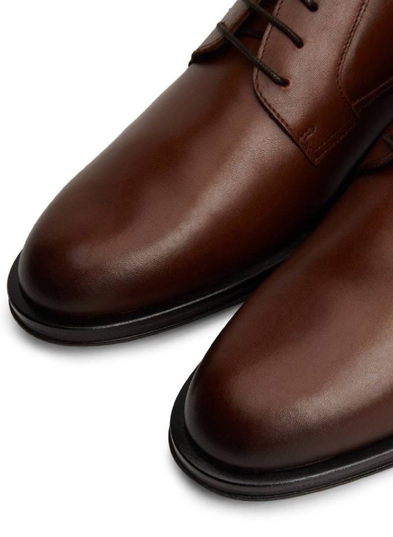 Men's Leather Derby Dress Shoes -  Leather upper, Brown