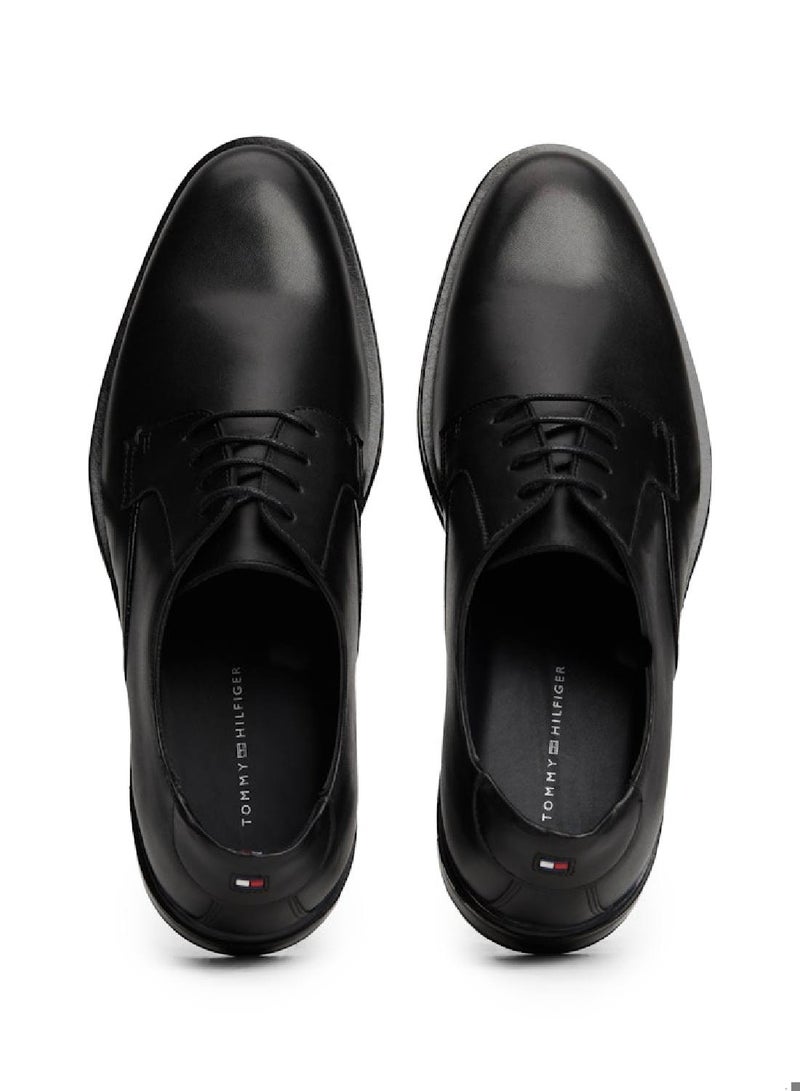 Men's Leather Derby Dress Shoes -  Leather upper, Black