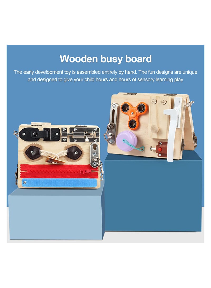 SYOSI Wooden Busy Board for Toddlers, Montessori Toy, Sensory Board, Sensory Toy, Educational Toy, Activity Board, for Kids Early Learning Basic Life Skills and Fine Motor Activity