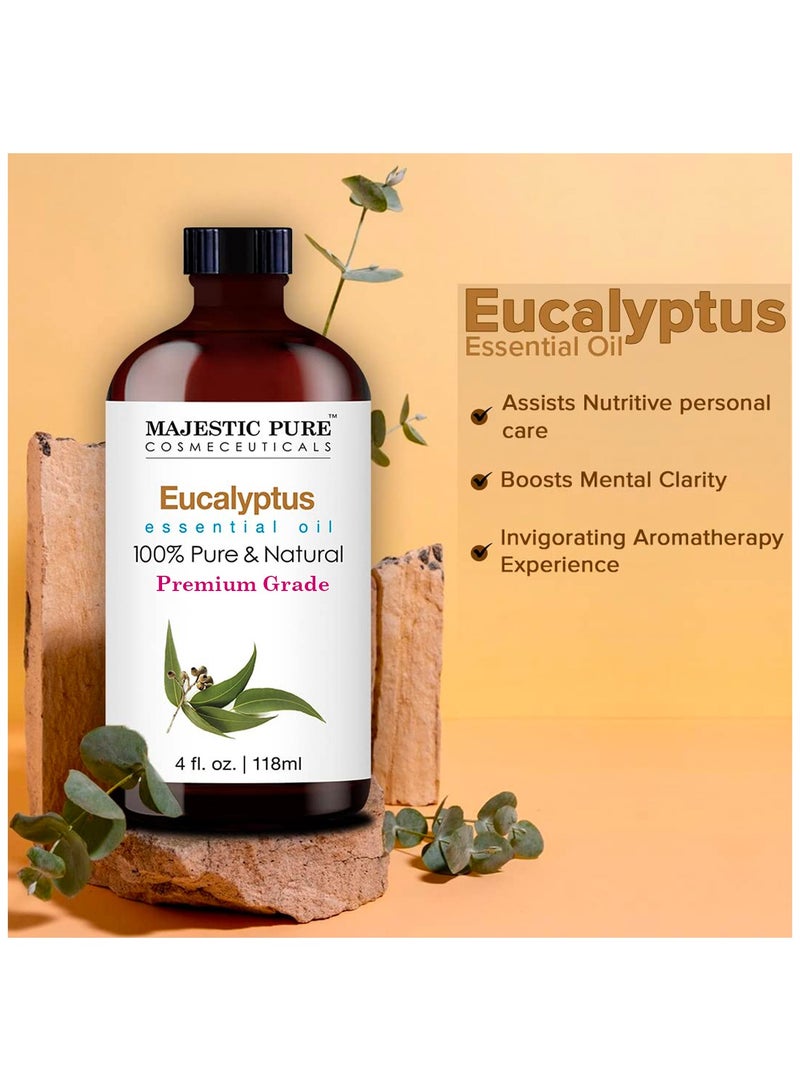 Eucalyptus Essential Oil - 118 ml | 100% Pure and Natural | Premium Grade Essential Oils for Aromatherapy, Diffusers, Skin, Massage and Humidifiers |