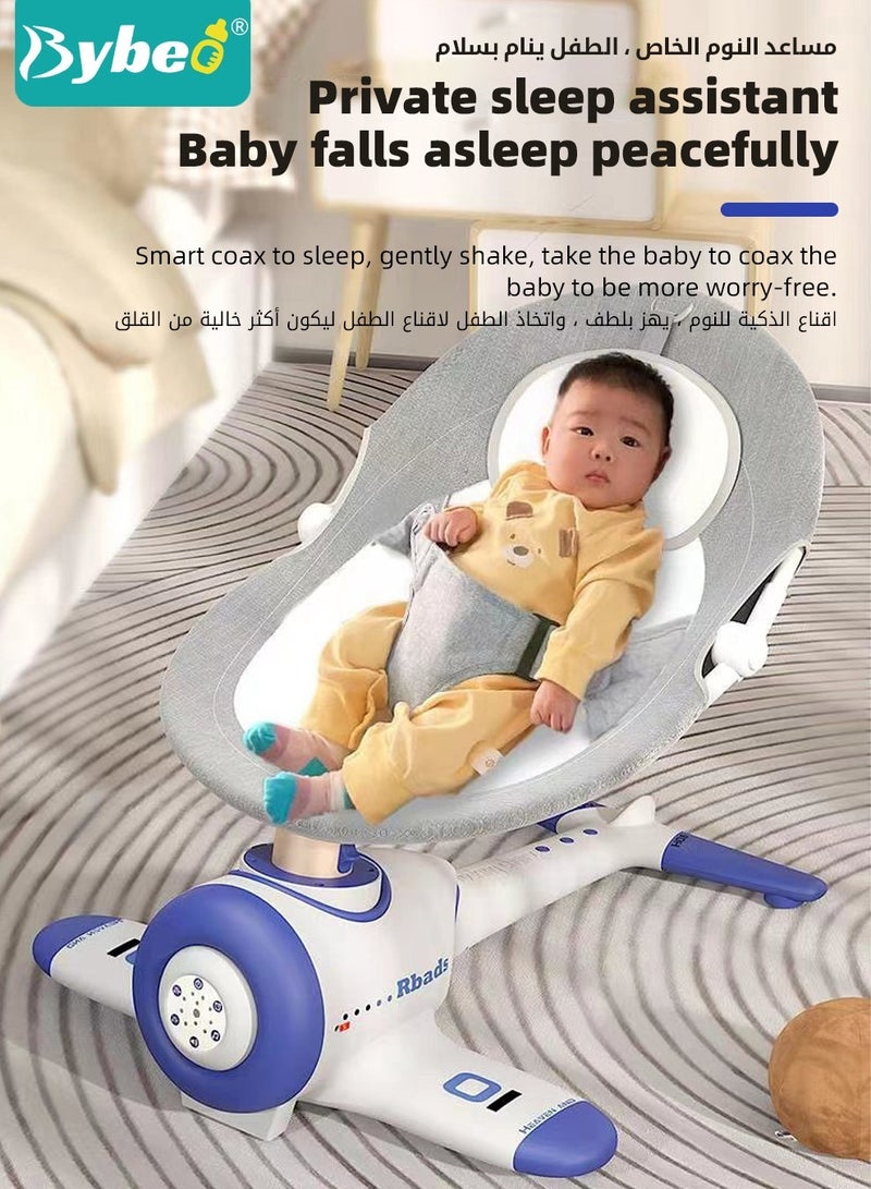 Baby Swing, Infant Crib Rocking Chairs, Portable Babies Rocker Chair, Electric Bouncer for Infants Boys Girls, 3 Seat Positions 4 Speeds, Bluetooth Music, Harness Belt and Remote Control