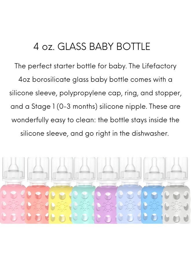 4Oz/9Oz Glass Baby Bottle 4Pk (Pink/Lavender/Raspberry/Grape)