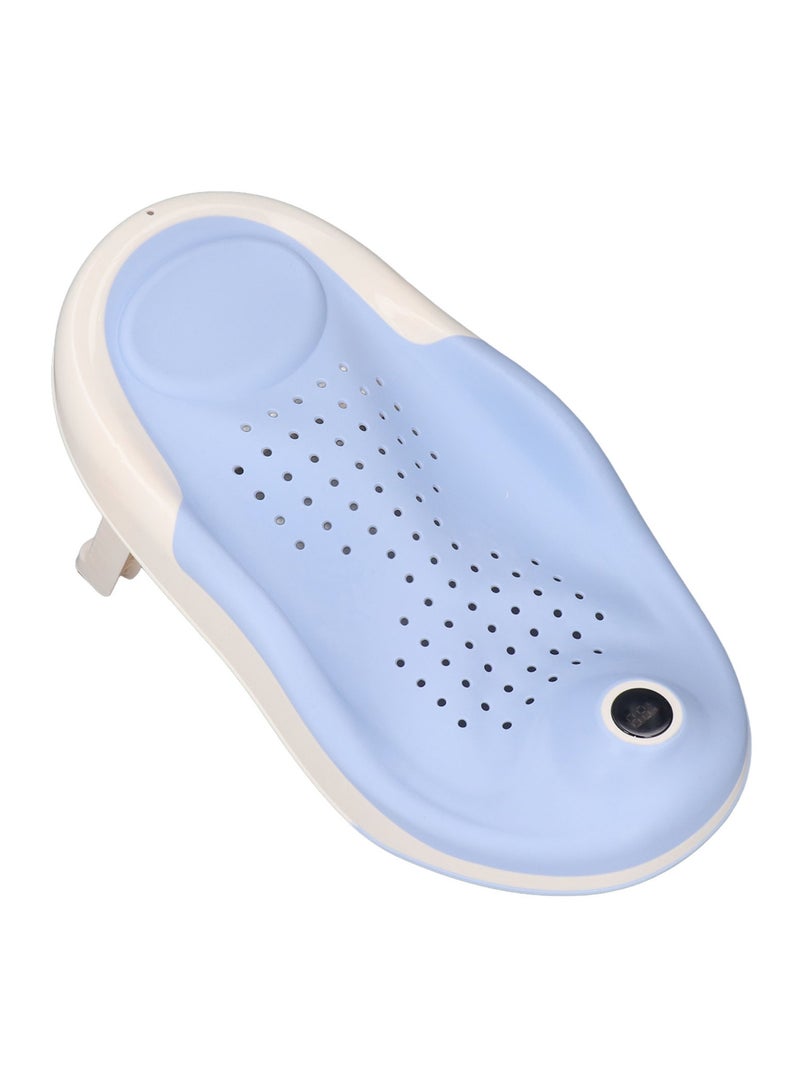 Foldable Baby Bath Stand with Thermometer Non-slip Blue