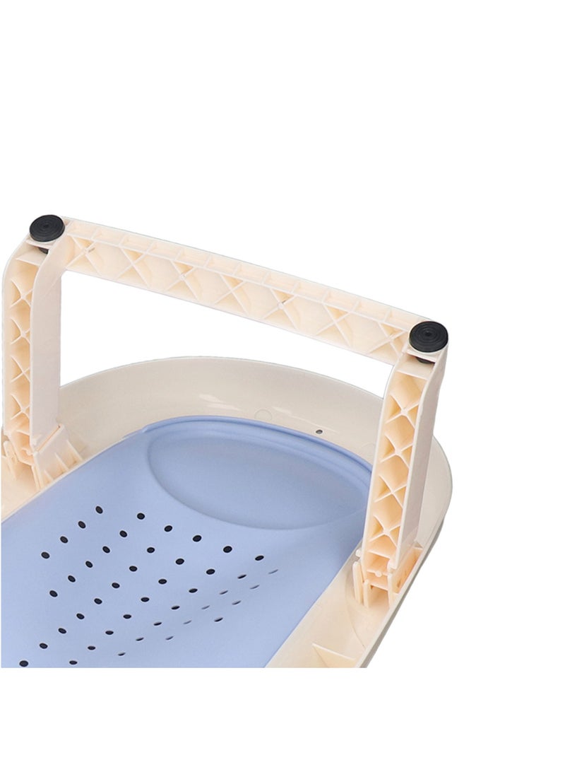 Foldable Baby Bath Stand with Thermometer Non-slip Blue