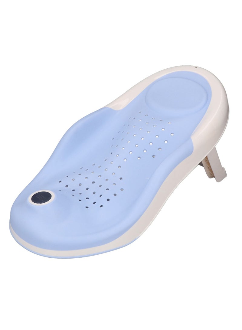 Foldable Baby Bath Stand with Thermometer Non-slip Blue