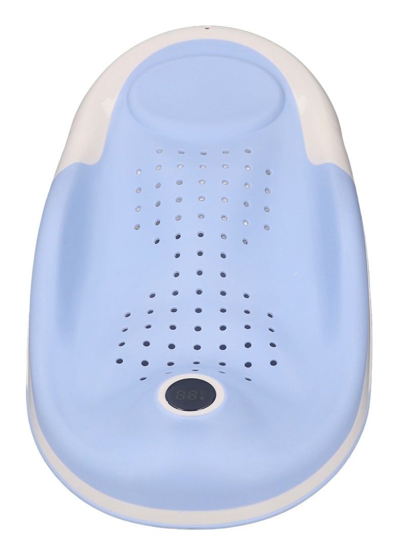 Foldable Baby Bath Stand with Thermometer Non-slip Blue