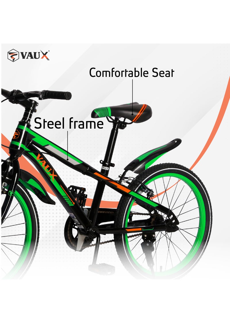 Vaux Max Kids Road Bike for 6-14 Years Boys And Girls, Adjustable Seat, 20 Inch Side Stand - Green