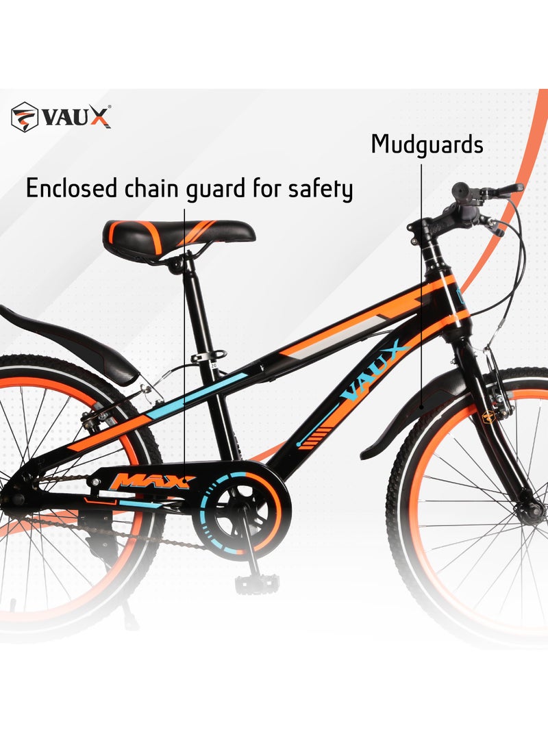 Vaux Max Kids Road Bike for 6-14 Years Boys And Girls, Adjustable Seat, 24 Inch Side Stand - Orange