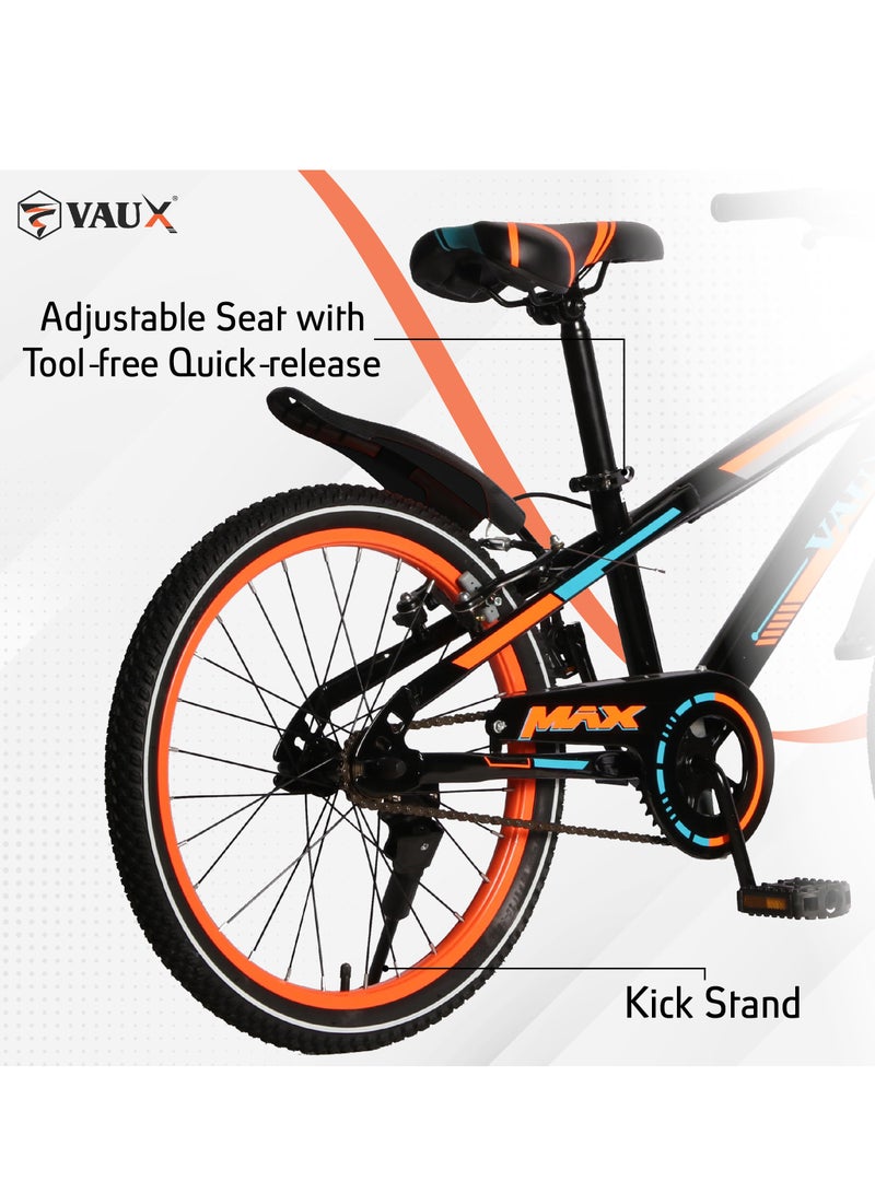 Vaux Max Kids Road Bike for 6-14 Years Boys And Girls, Adjustable Seat, 24 Inch Side Stand - Orange