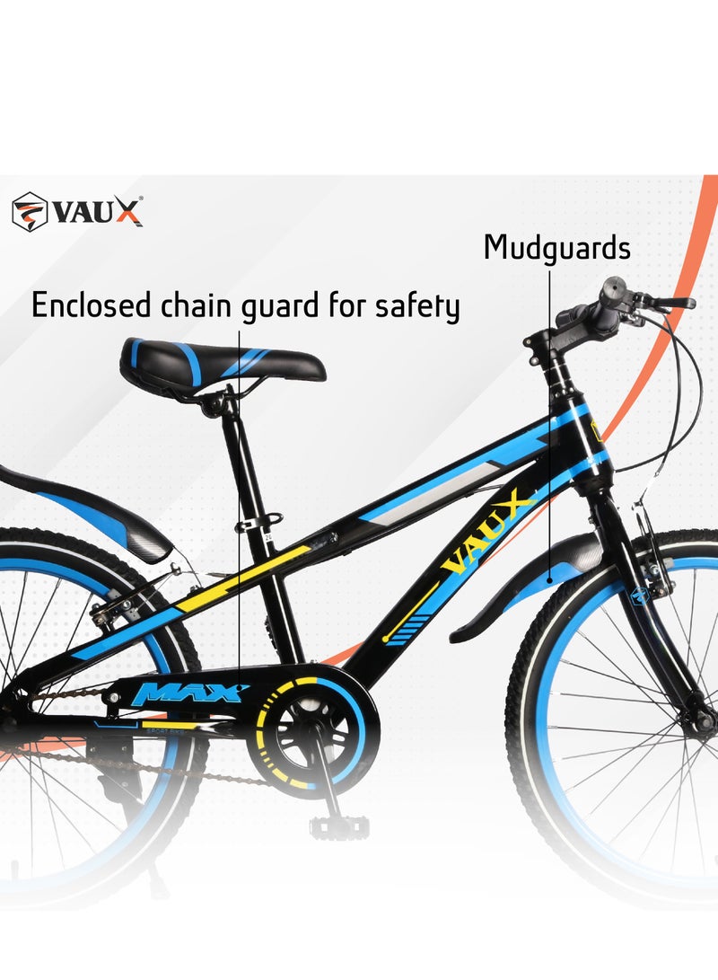 Vaux Max Kids Road Bike for 6-14 Years Boys And Girls, Adjustable Seat, 20 Inch Side Stand - Blue