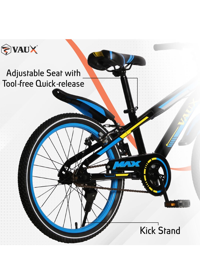 Vaux Max Kids Road Bike for 6-14 Years Boys And Girls, Adjustable Seat, 20 Inch Side Stand - Blue