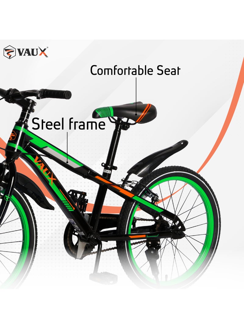 Vaux Max Kids Road Bike for 6-14 Years Boys And Girls, Adjustable Seat, 24 Inch Side Stand - Green