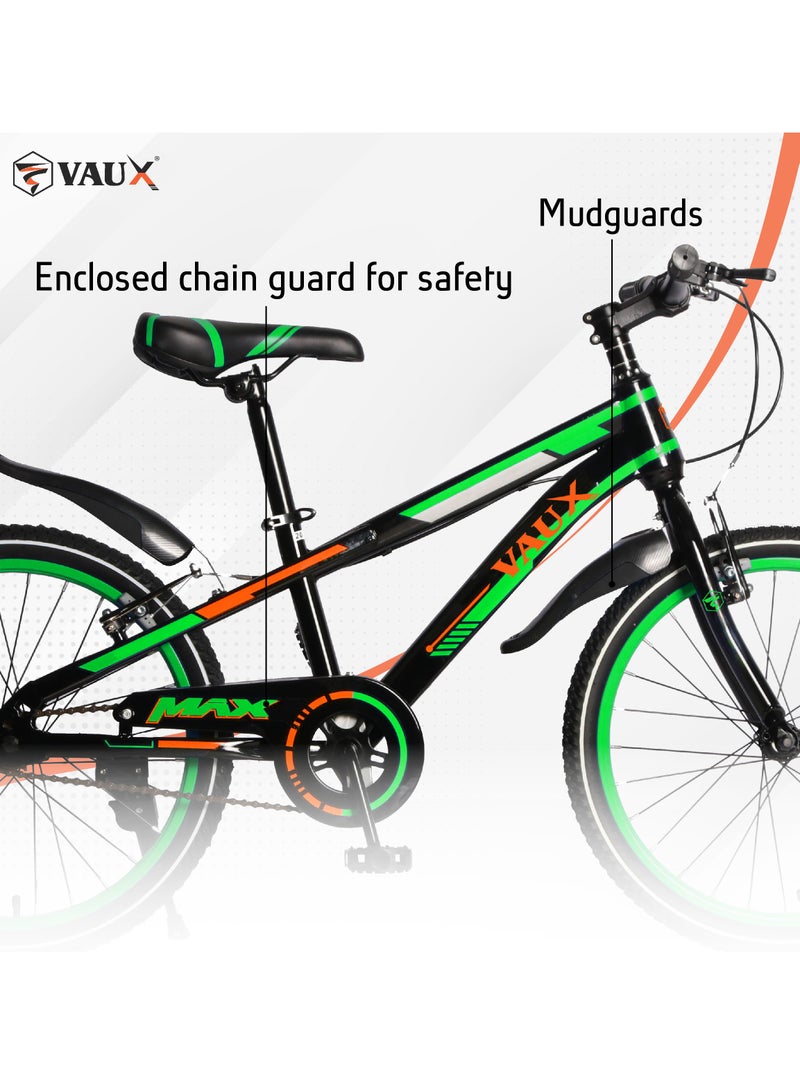 Vaux Max Kids Road Bike for 6-14 Years Boys And Girls, Adjustable Seat, 24 Inch Side Stand - Green