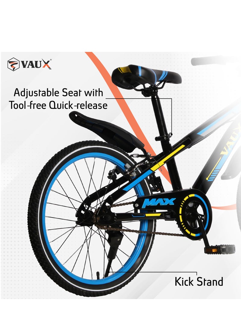 Vaux Max Kids Road Bike for 6-14 Years Boys And Girls, Adjustable Seat, 24 Inch Side Stand - Blue