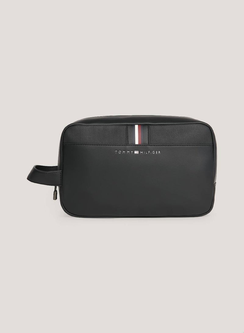 Men's Signature Logo Washbag -  Smooth finish, Black