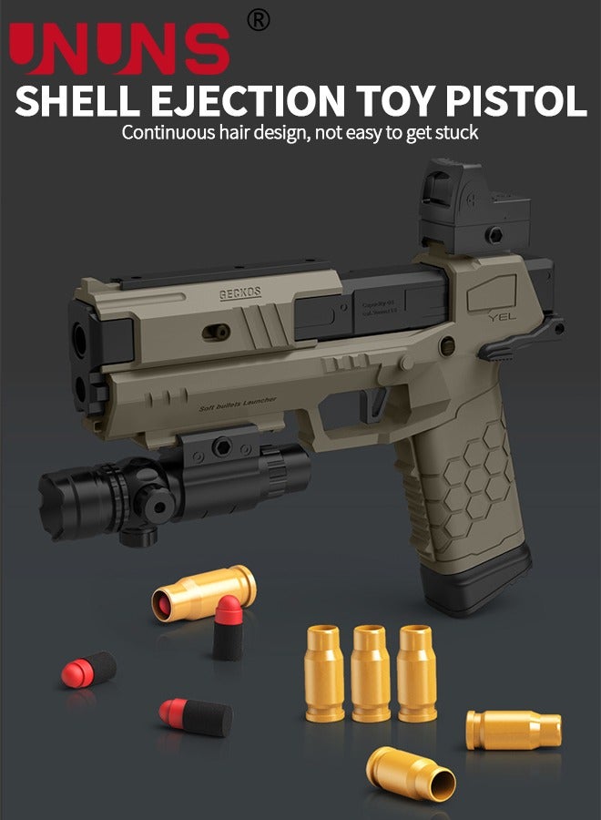 Toy Gun,Soft Bullet Pistol Gun With Rich Accessories,Empty Shell Ejecting Toy Gun,Foam Dart Blaster Shooting Games,Fidget Toy Foam Blasters,Realistic Shot Model,Gift For Kids Teens Adults,Brown