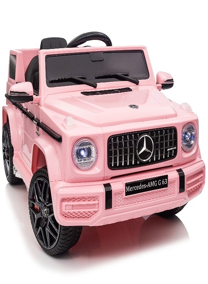 Official Licensed Mercedes-Benz AMG G63 12V Battery Ride On Car with Remote Control for Kids Suspension System Openable Doors LED Lights Music MP3 Player Best Gift For Kids- Pink