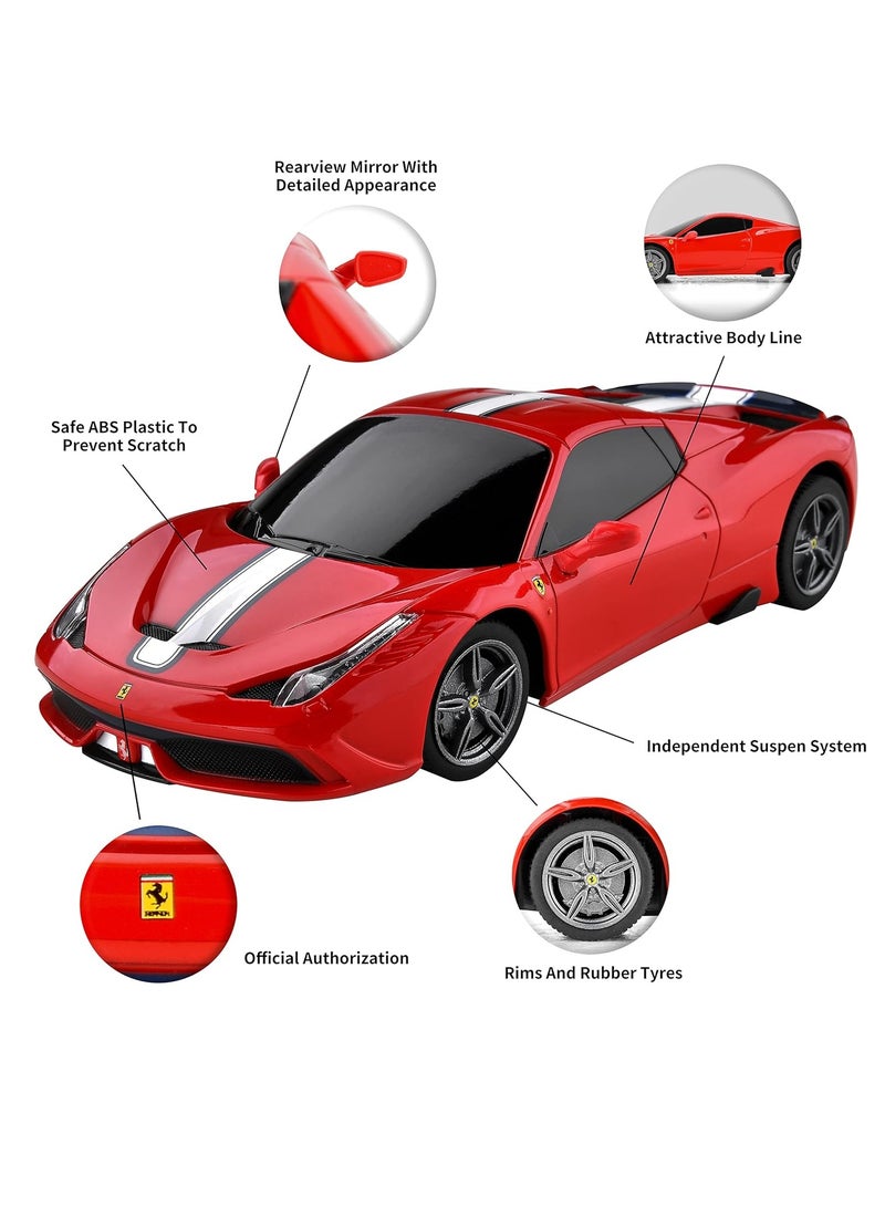 1:24 Scale Official Licensed Ferrari 458 Speciale A Electric Remote Control Sport Racing Hobby Toy Car, RC Car Model Vehicle Gift for Boys, Girls, Teens and Adults - Red