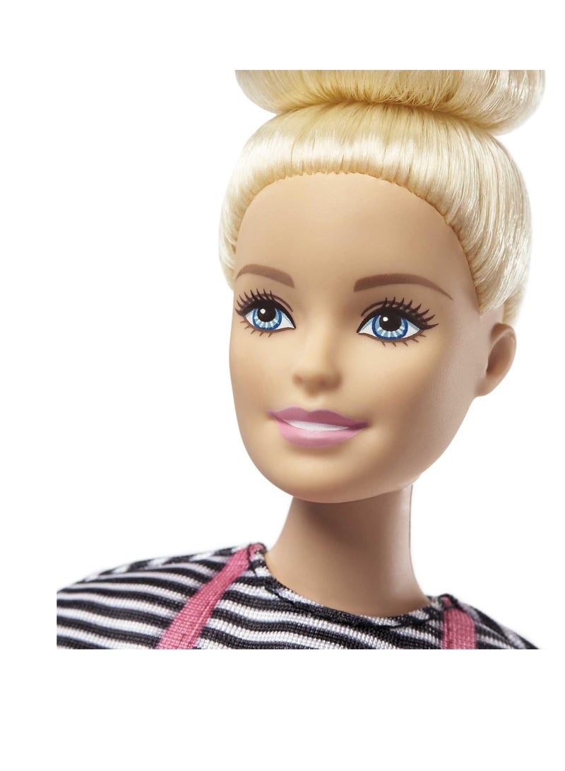 Coffee Shop with 12-in/30.40-cm Blonde Curvy Doll & 20+ Realistic Play Pieces