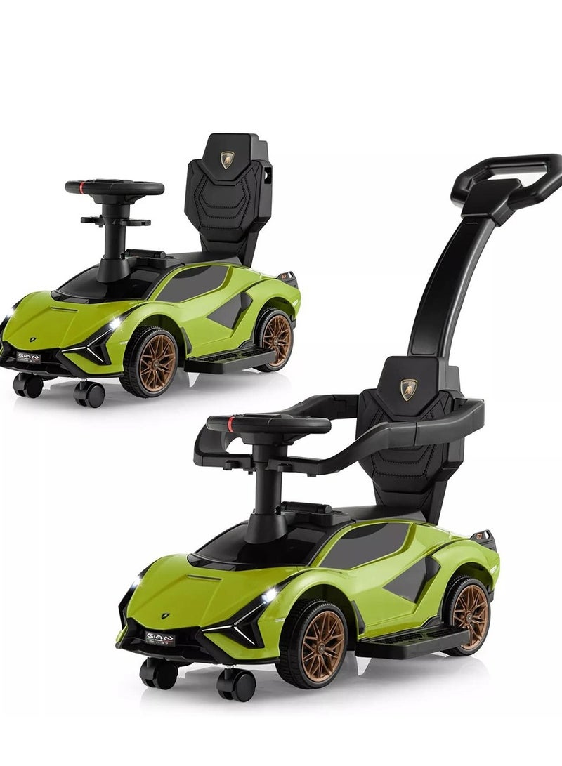 Lamborghini Ride on Push Car Walking Toy Stroller with USB Port - Green