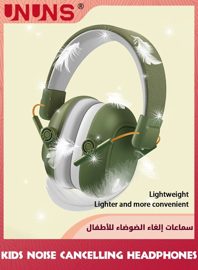 Kids Noise Cancelling Headphones,Hearing Protection Earbuds,Foldable Adjustable Noise Blocking Headphones For Autism Toddler Child And Adults,Perfect For Sleeping Studying Shooting,Navy Green