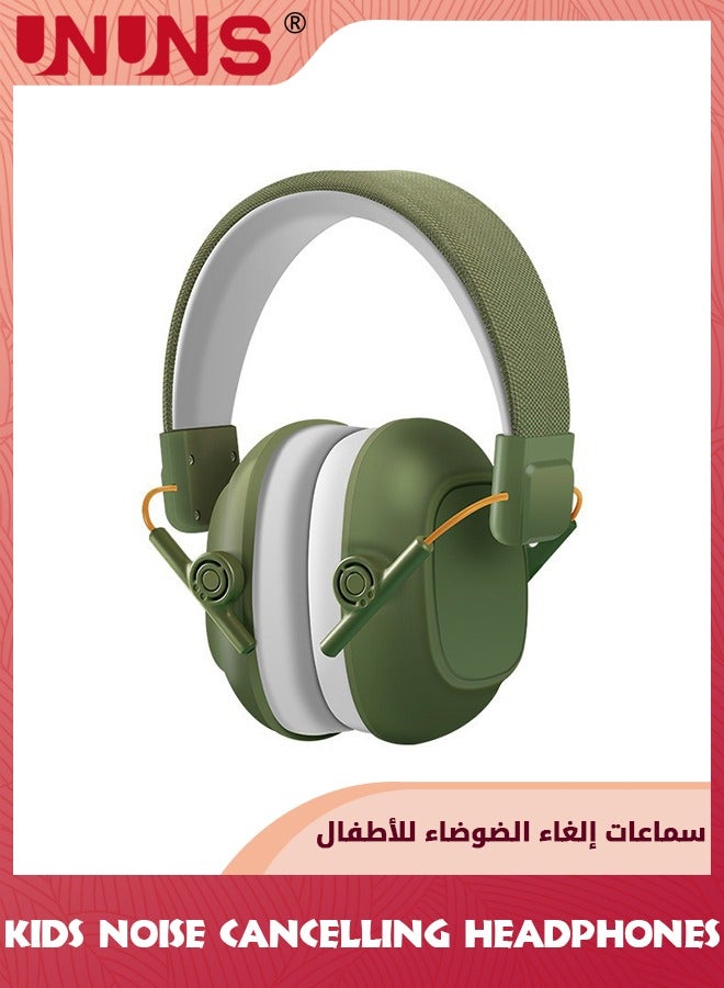 Kids Noise Cancelling Headphones,Hearing Protection Earbuds,Foldable Adjustable Noise Blocking Headphones For Autism Toddler Child And Adults,Perfect For Sleeping Studying Shooting,Navy Green