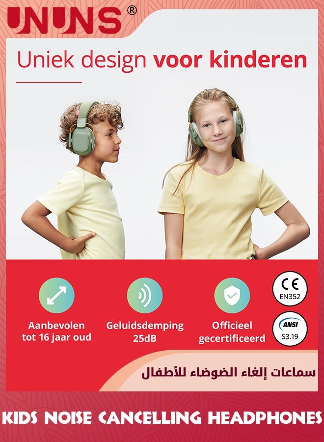 Kids Noise Cancelling Headphones,Hearing Protection Earbuds,Foldable Adjustable Noise Blocking Headphones For Autism Toddler Child And Adults,Perfect For Sleeping Studying Shooting,Navy Green