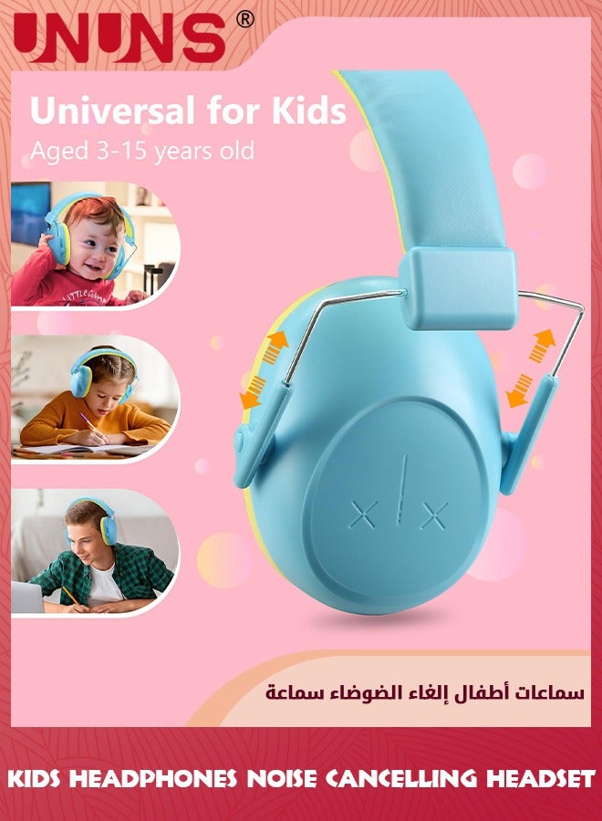 Kids Noise Cancelling Headphones,Hearing Protection Earbuds,Foldable Adjustable Noise Blocking Headphones For Toddler Children Adults,Perfect For Sleeping Studying Shooting,Light Blue