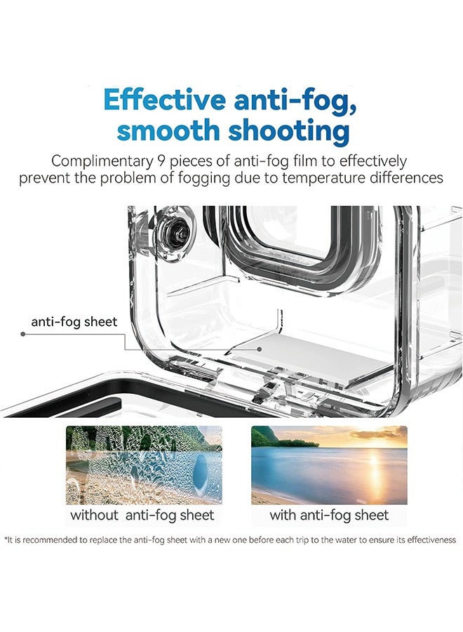 TELESIN Upgraded 60M/196FT Waterproof Case for GoPro Hero 12/11/10/9 Black Waterproof Coating to The Lens, Underwater Dive Case Housing Shell for GoPro 12, 6 × Anti-Fog Sheets, All Scenarios Available