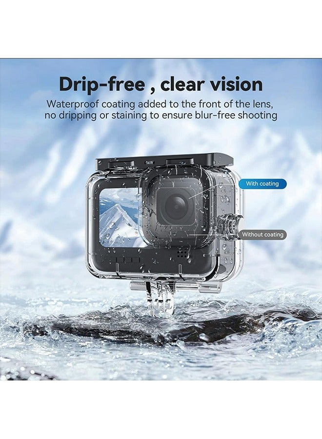 TELESIN Upgraded 60M/196FT Waterproof Case for GoPro Hero 12/11/10/9 Black Waterproof Coating to The Lens, Underwater Dive Case Housing Shell for GoPro 12, 6 × Anti-Fog Sheets, All Scenarios Available