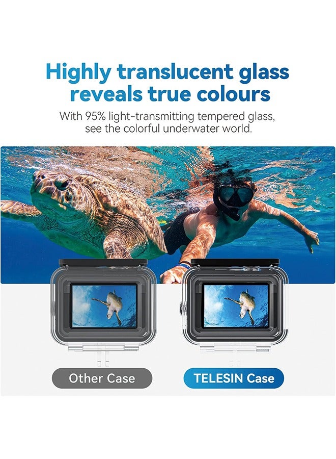 TELESIN Upgraded 60M/196FT Waterproof Case for GoPro Hero 12/11/10/9 Black Waterproof Coating to The Lens, Underwater Dive Case Housing Shell for GoPro 12, 6 × Anti-Fog Sheets, All Scenarios Available