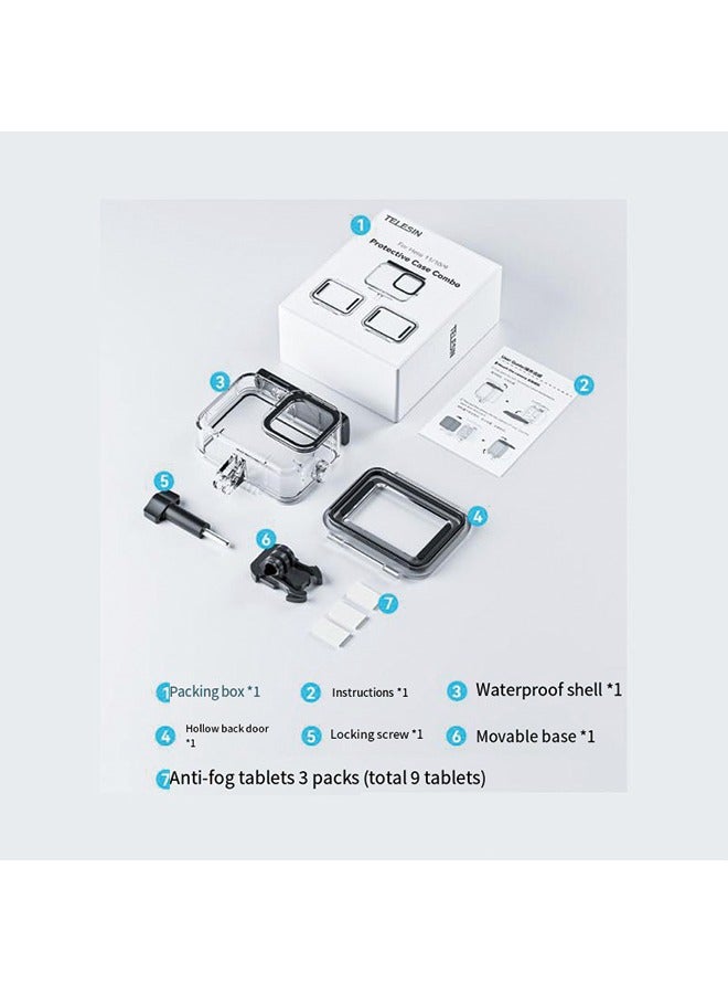 TELESIN Upgraded 60M/196FT Waterproof Case for GoPro Hero 12/11/10/9 Black Waterproof Coating to The Lens, Underwater Dive Case Housing Shell for GoPro 12, 6 × Anti-Fog Sheets, All Scenarios Available