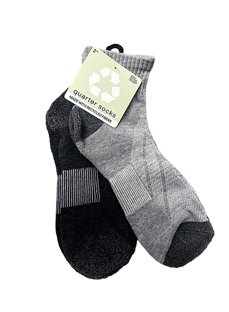 Socks Quarter Unisex White Gray Black Made With Recycled Fibers One Size 6 Pairs