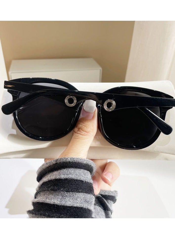 Retro sunglasses female rivets anti-UV polarizing sunglasses male square big face slimming glasses tide